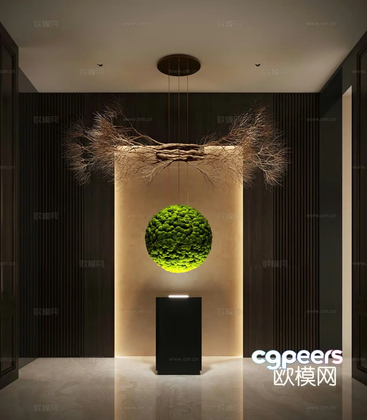 Modern plant art installation Indoor installation Moss installation Plant pendant Plant landscape 3D model