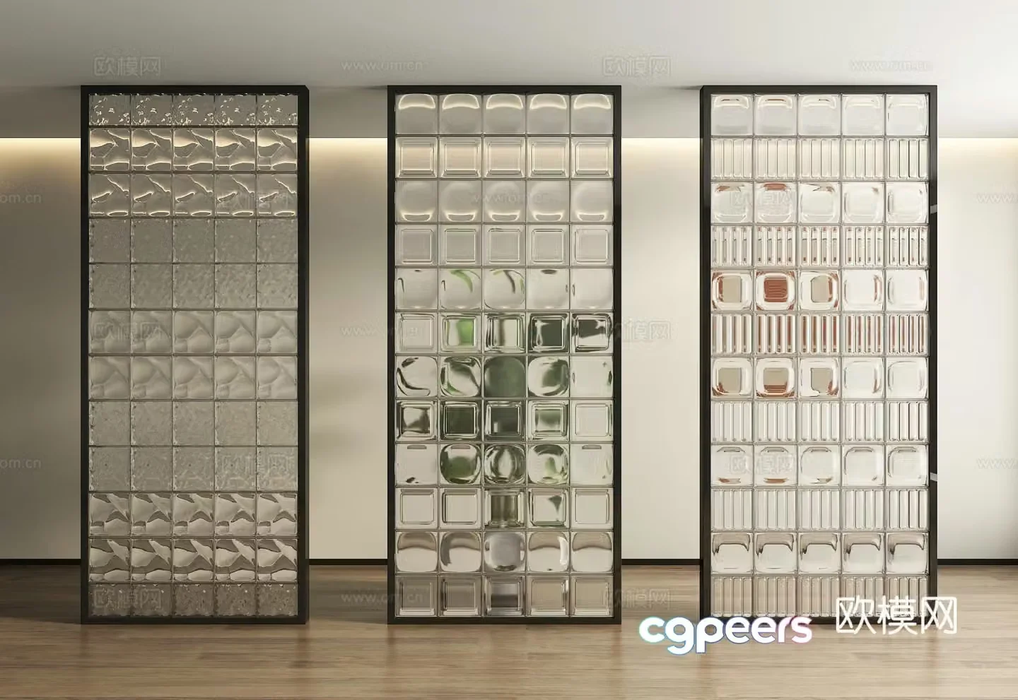 Modern glass brick partition 3d model