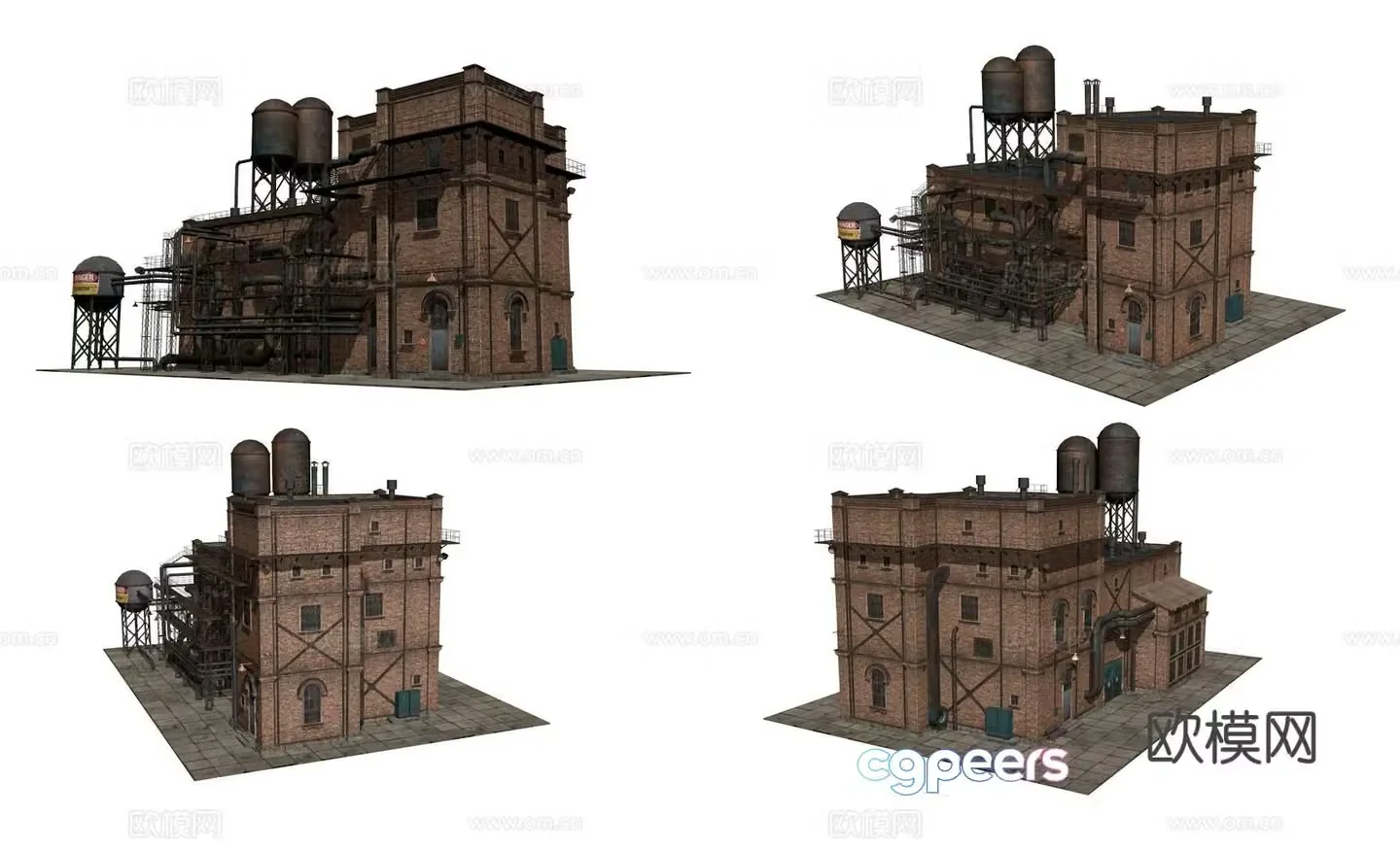 Old industrial building single building 3d model