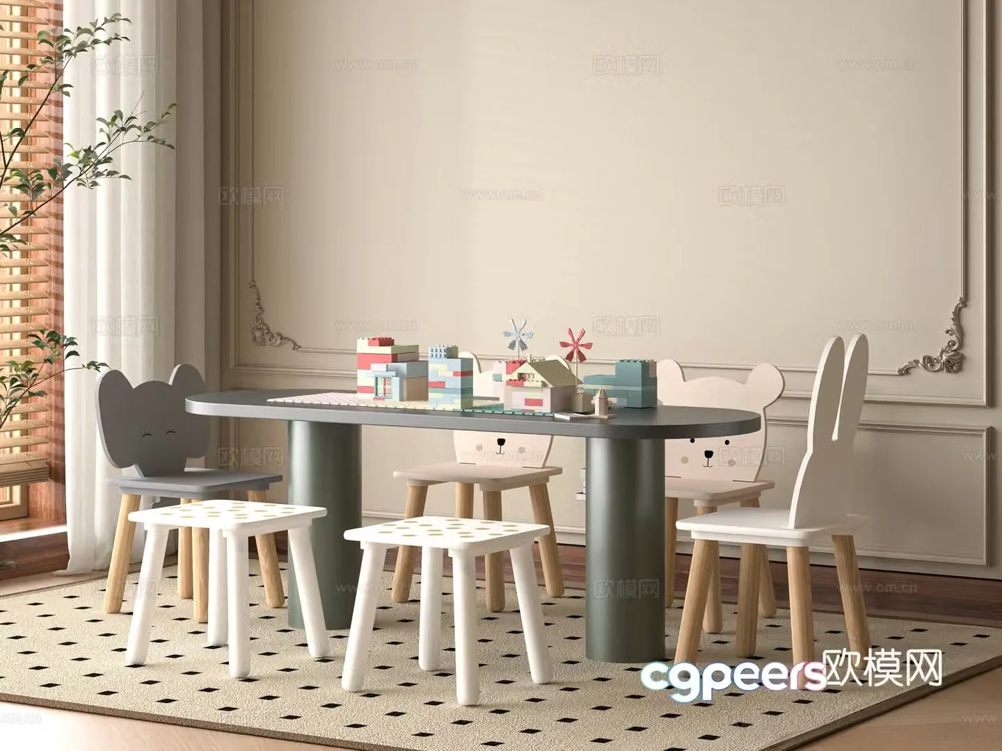 Modern children’s table and chair 3d model