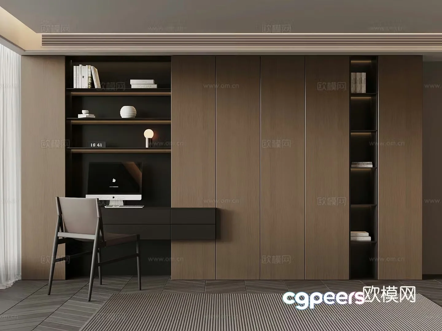 Italian minimalist bookcase decorative ornaments 3D model