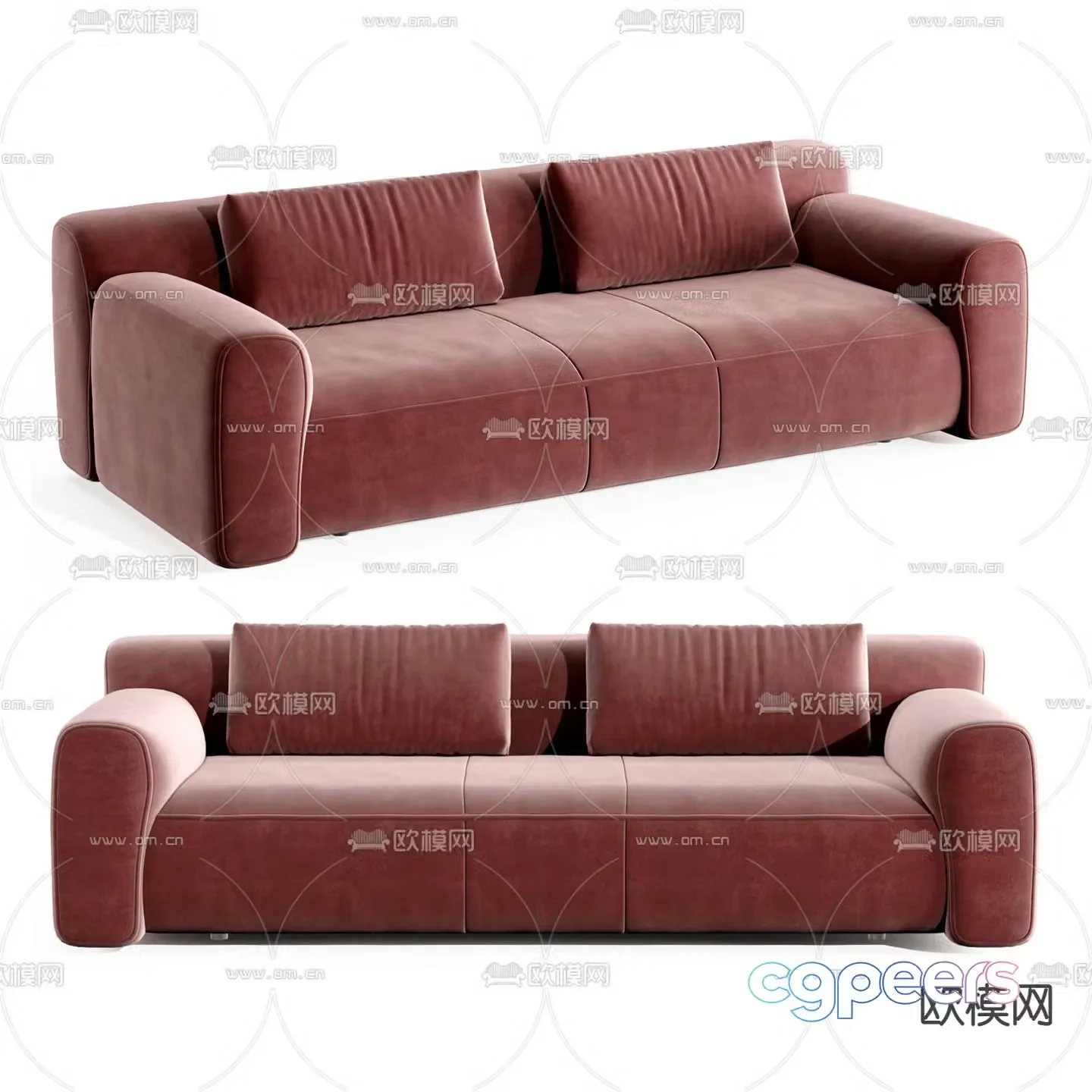 Flexform red sofa double sofa 3d model