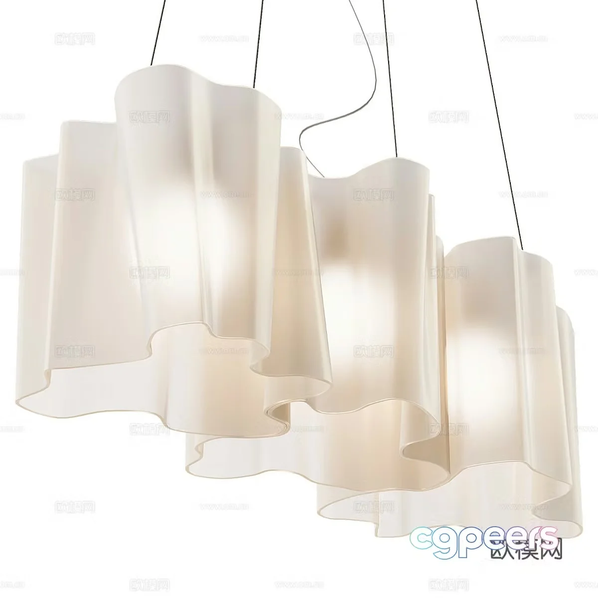 New Chinese style light luxury decorative chandelier 3D model