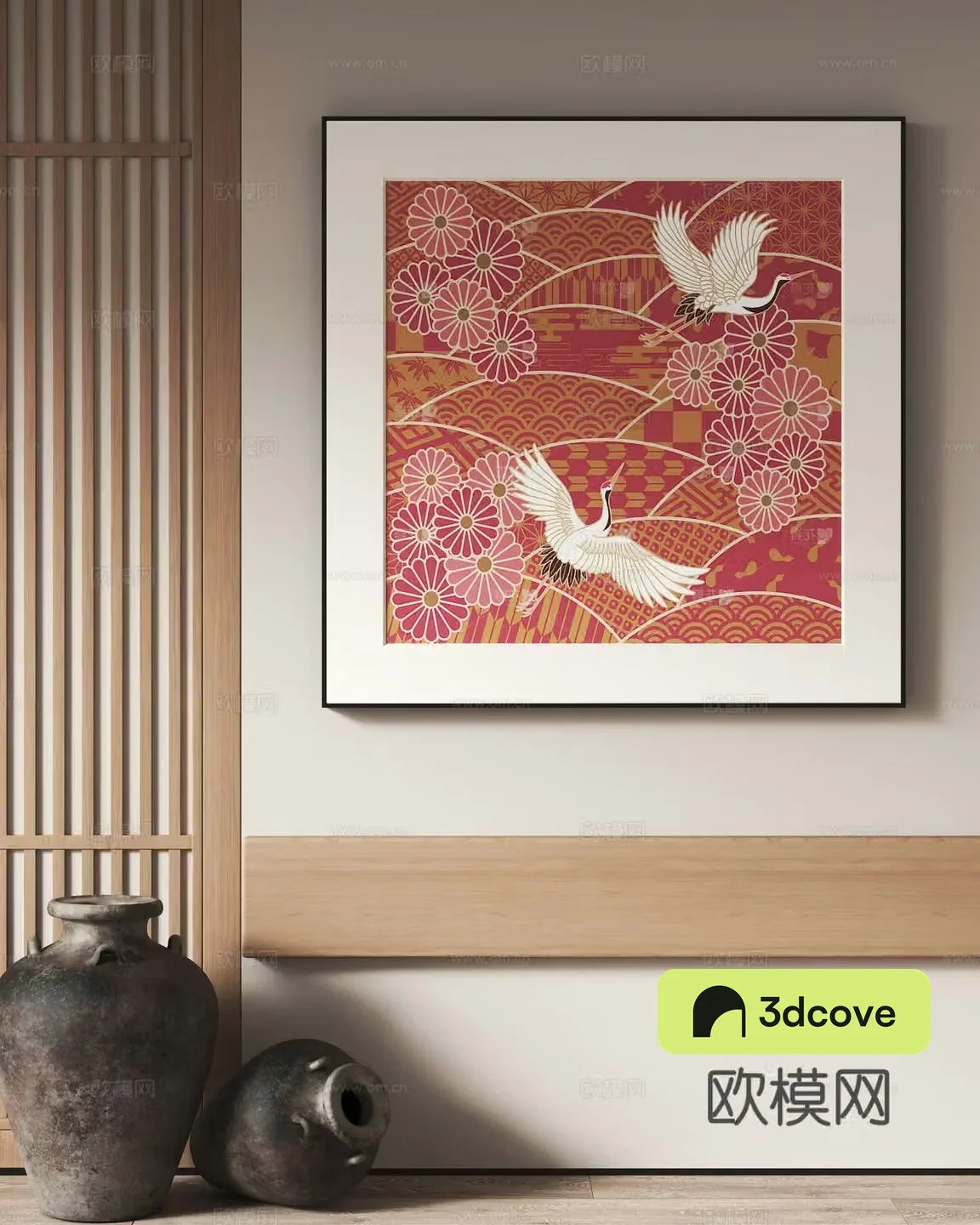 Middle-aged style decoration hanging paintings Ceramic ornaments 3D model