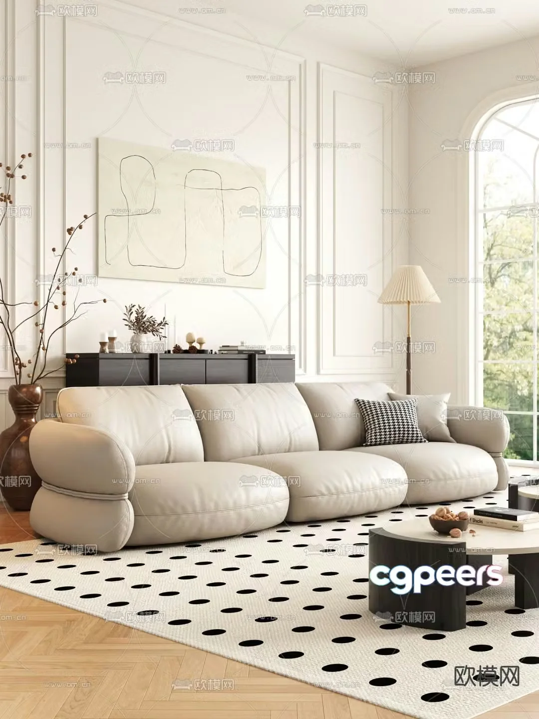 Medieval style sofa three person sofa 3d model