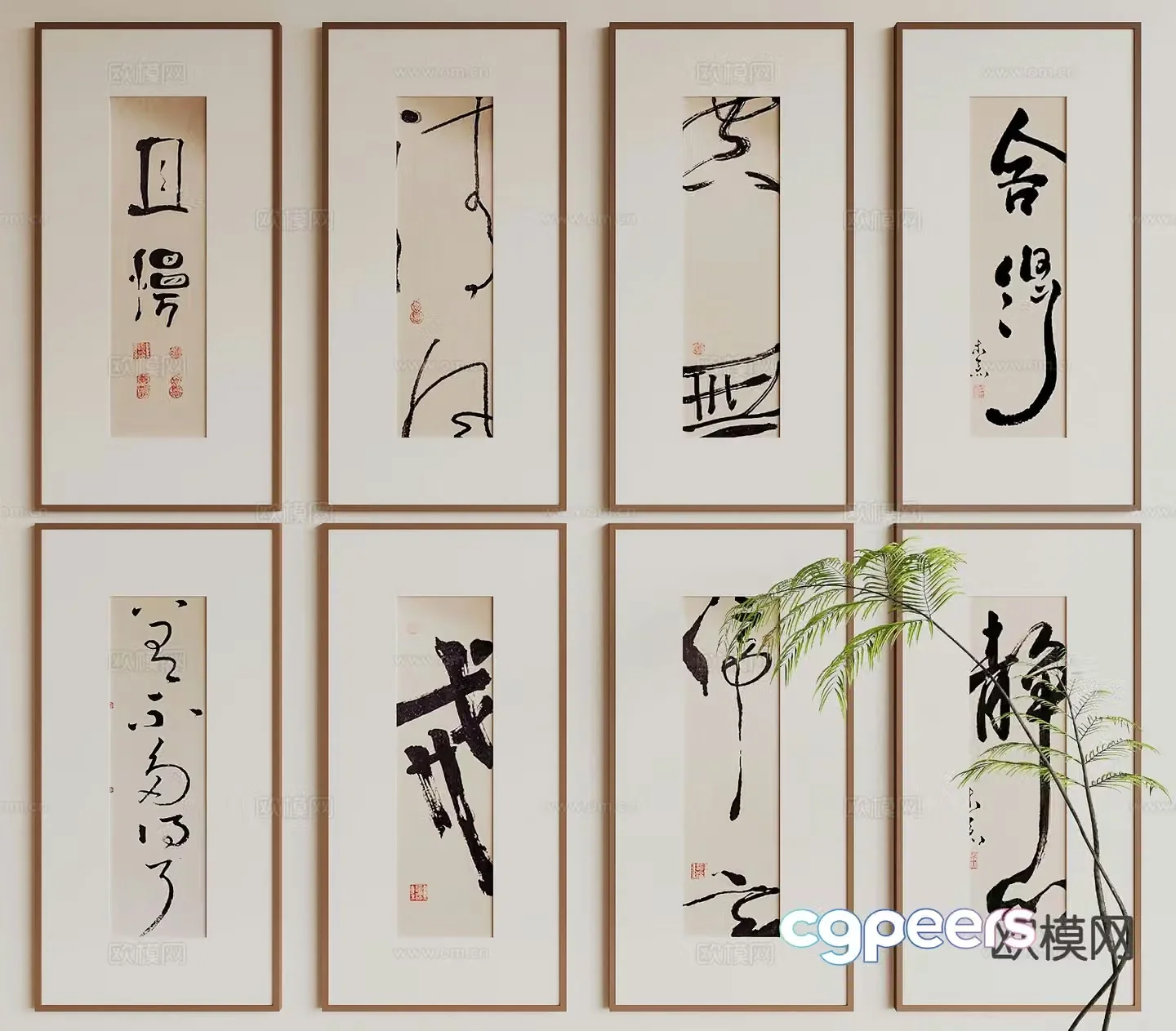 New Chinese style hanging paintings calligraphy and painting ancient paintings 3D model