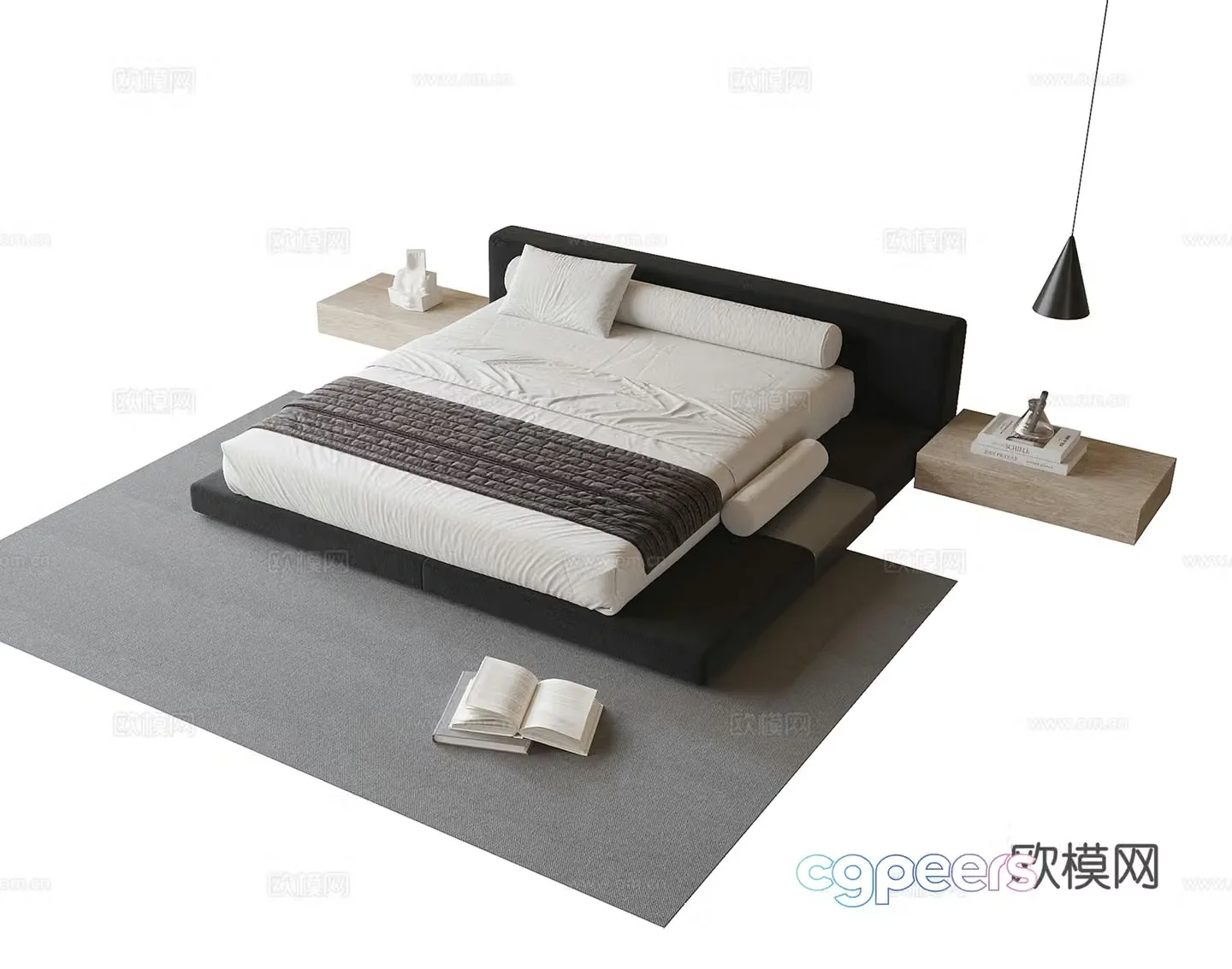 Modern double bed 3d model