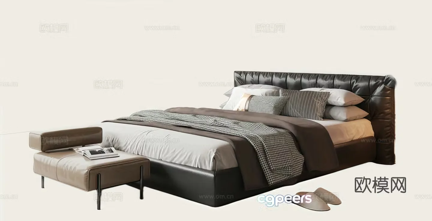 Italian double bed 3d model