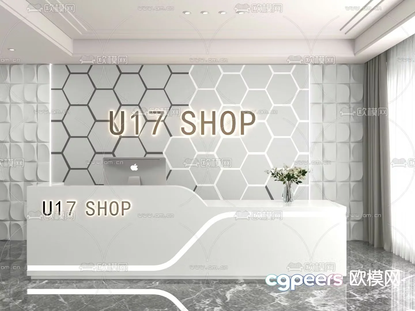 Front desk service desk reception desk 3d model