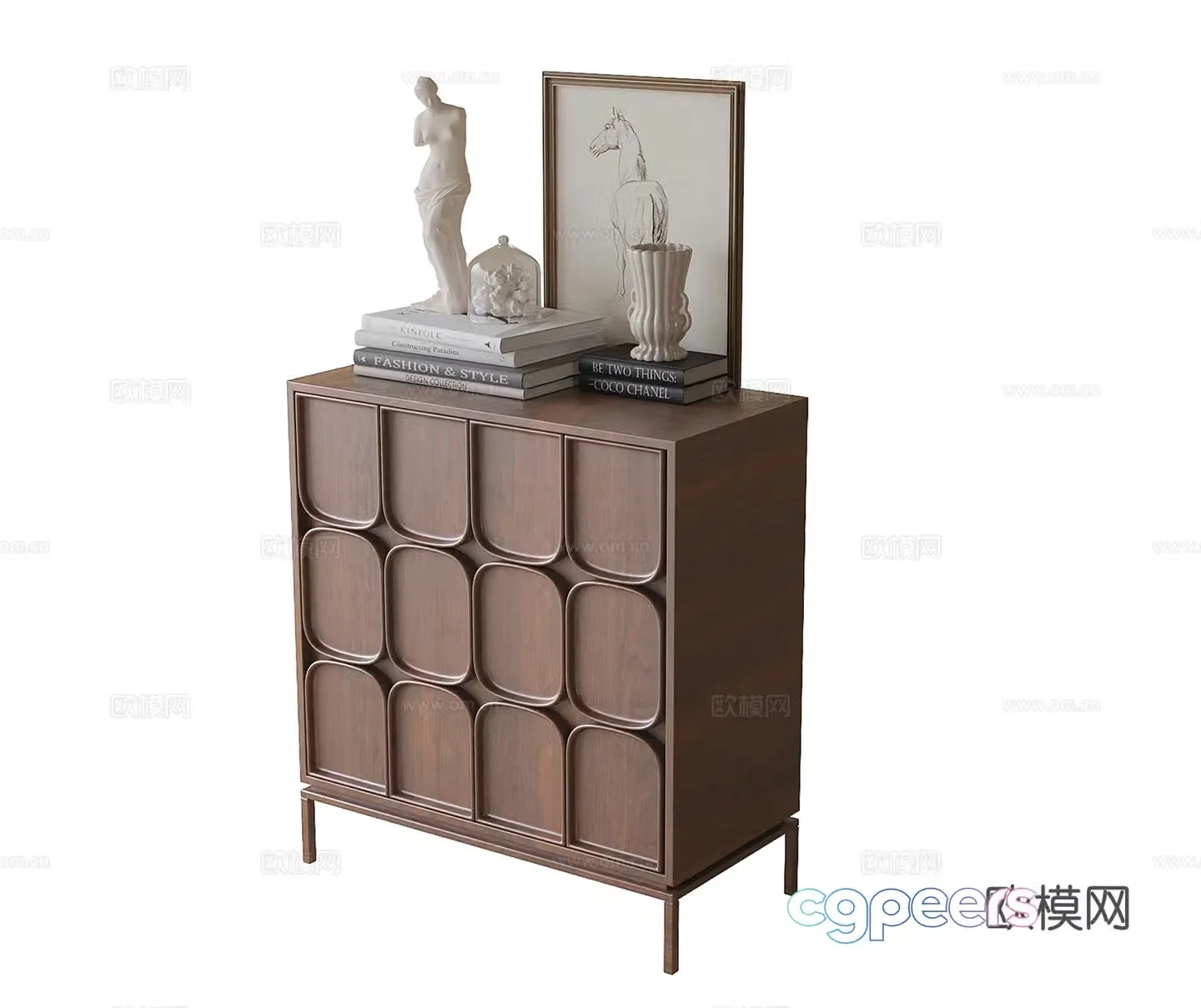 Medieval style entrance cabinet high-foot cabinet 3D model