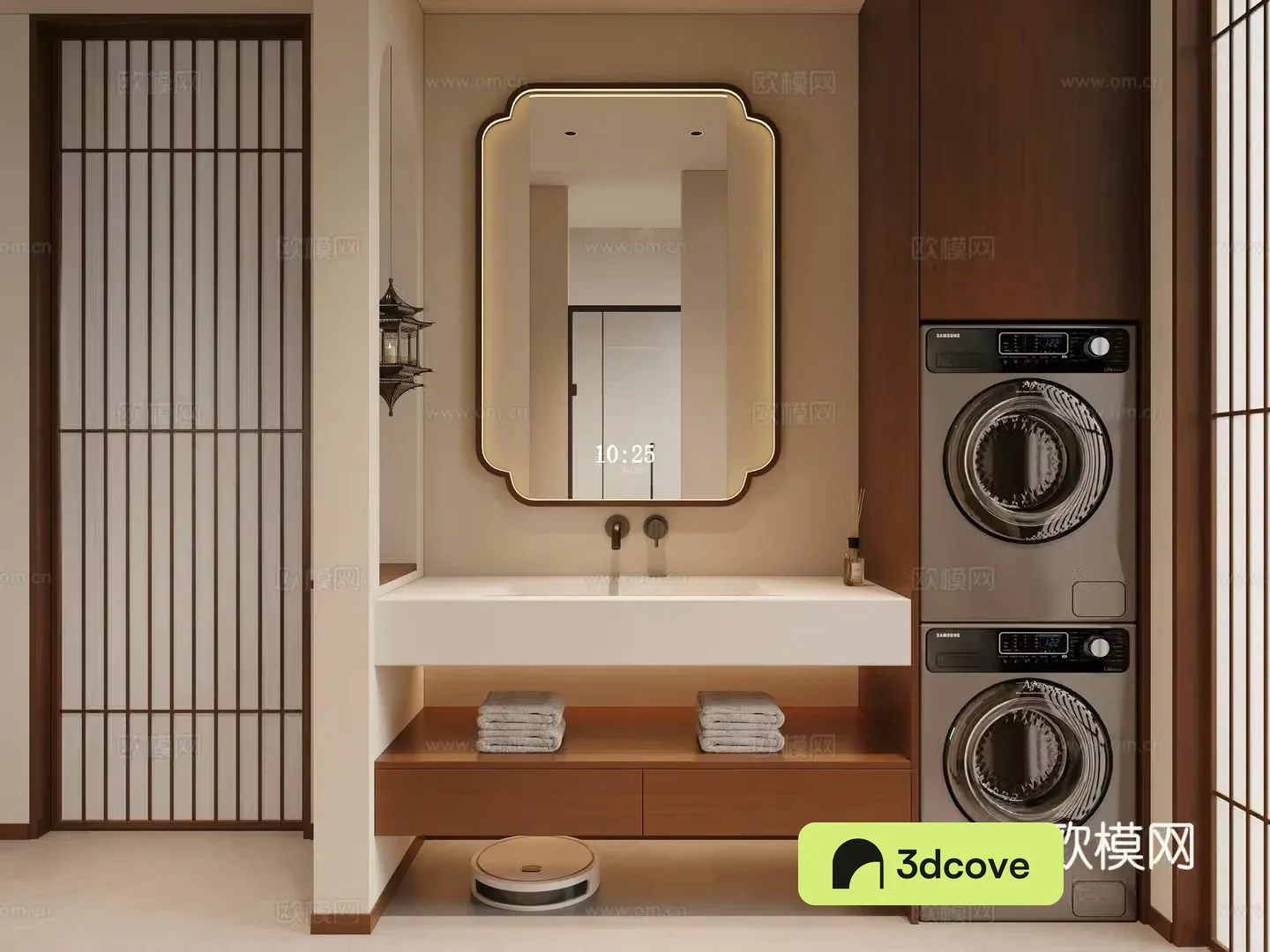 New Chinese-style Zen bathroom Song’s bathroom Middle-aged bathroom Wet and dry bathroom 3D model
