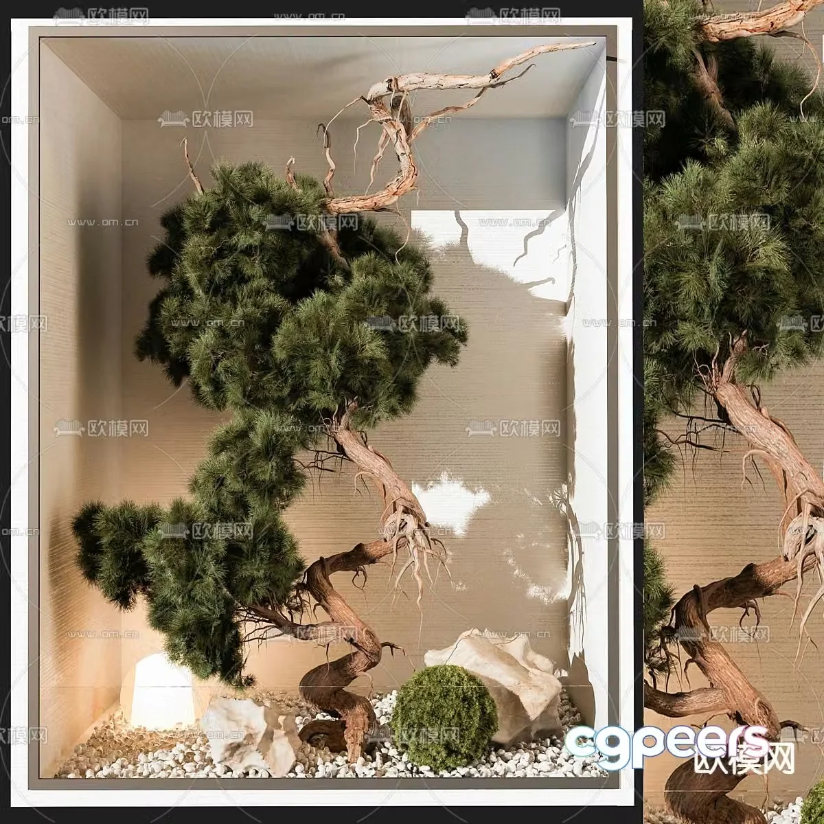 New Chinese style landscape green plants and pine tree landscaping 3D model