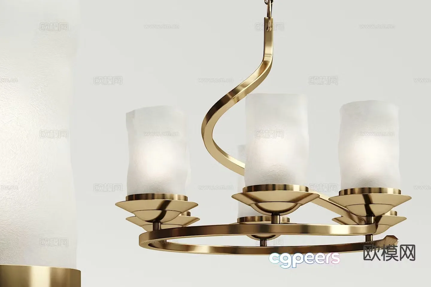 Light luxury multi-head chandelier 3D model