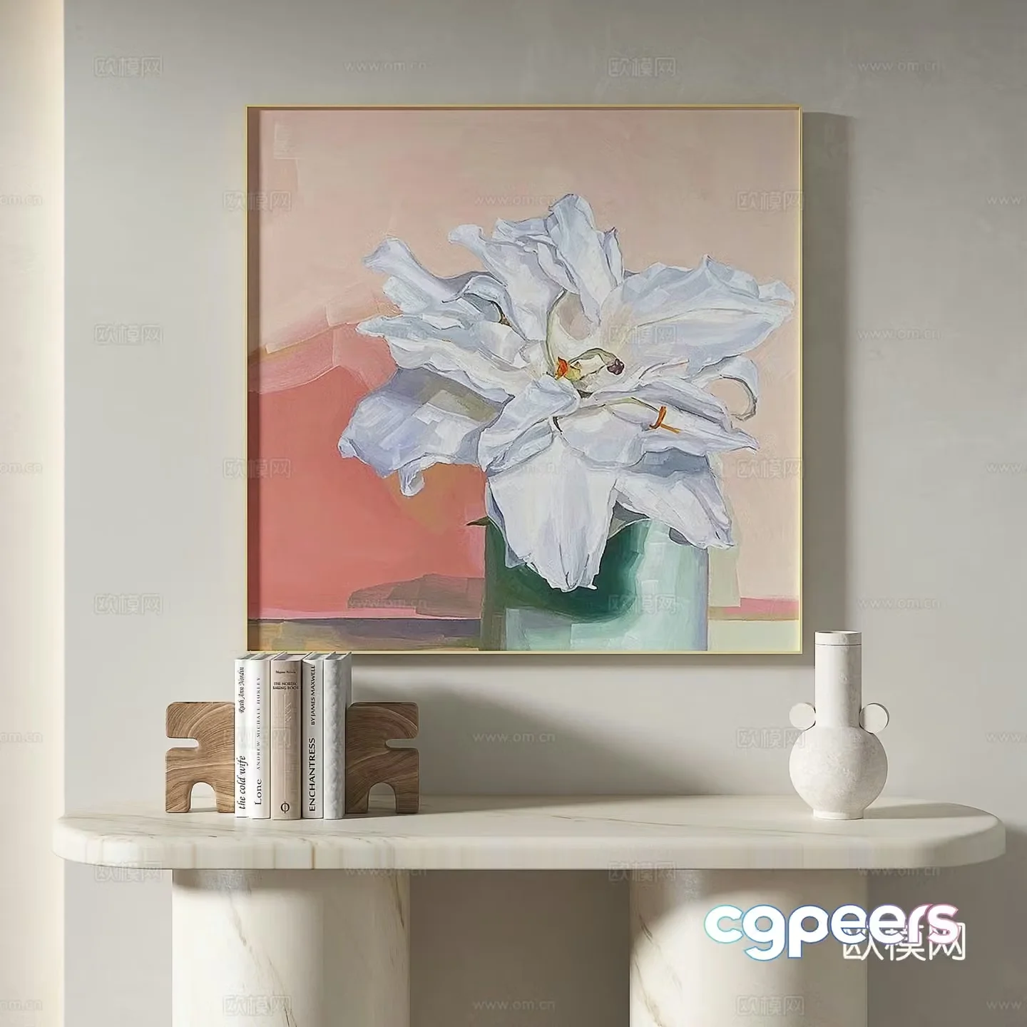 Modern minimalist creamy style retro abstract decorative painting 3d model
