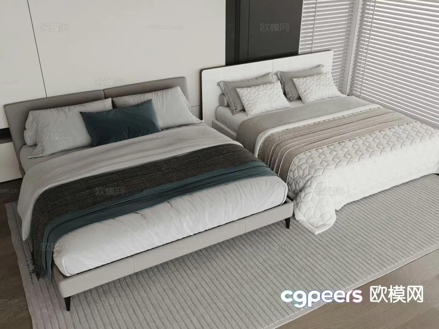 Modern double bed 3d model