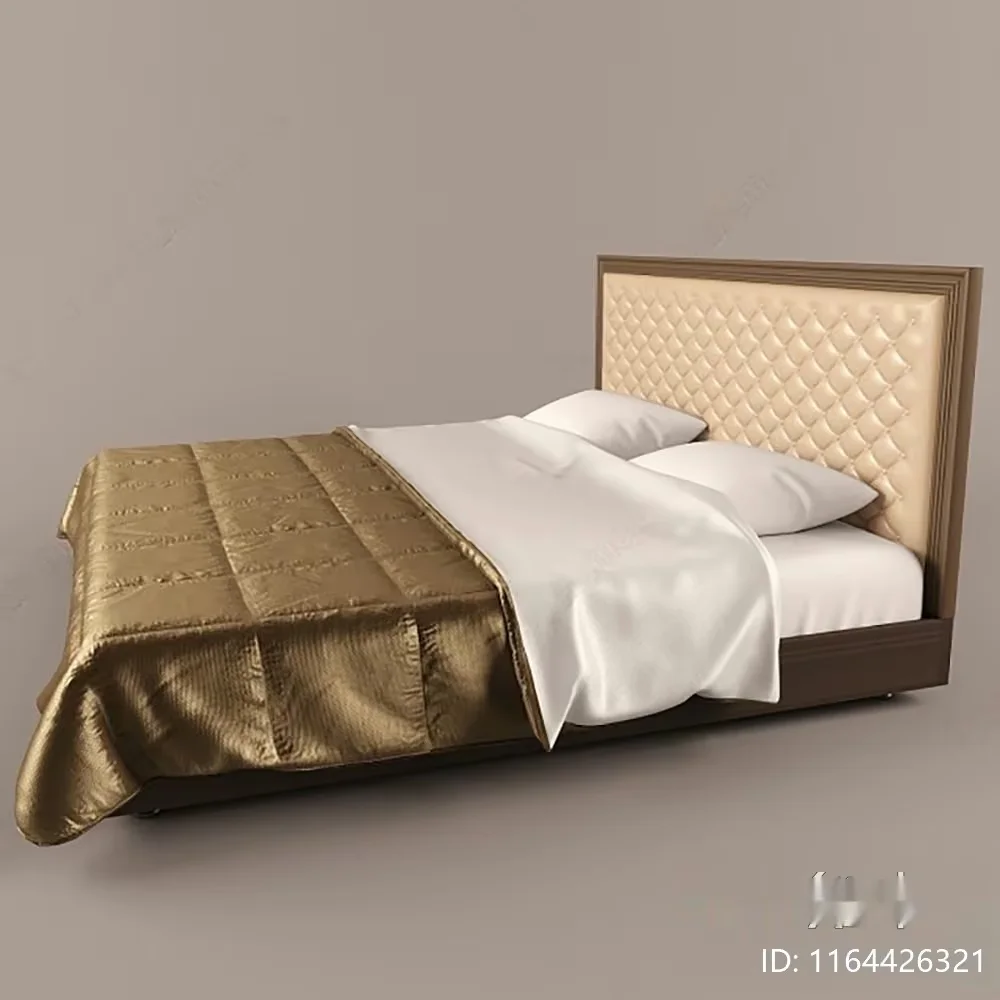 Brown Bed Frame 3D Model – 1506 – VRAY Render