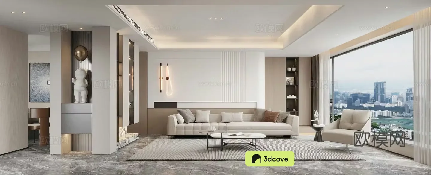 Modern living and dining room