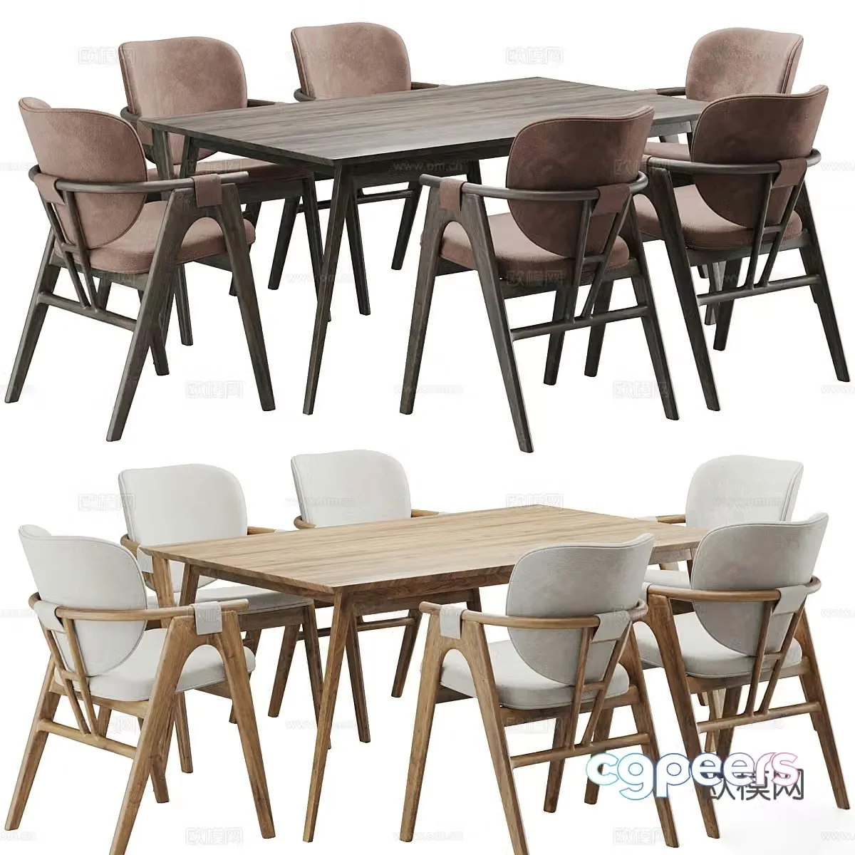 Modern dining table and chair 3d model