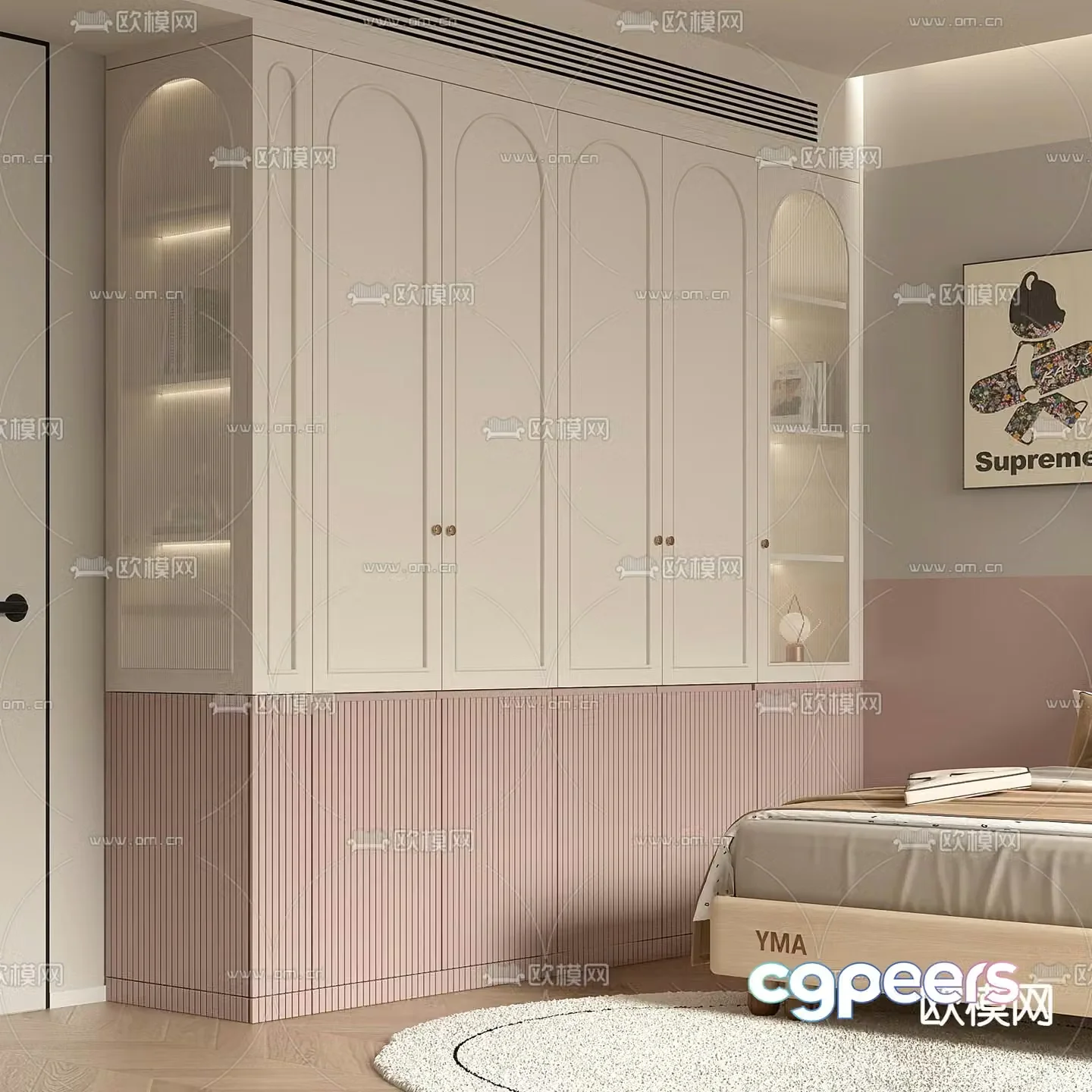 Cream style wardrobe children’s wardrobe 3d model