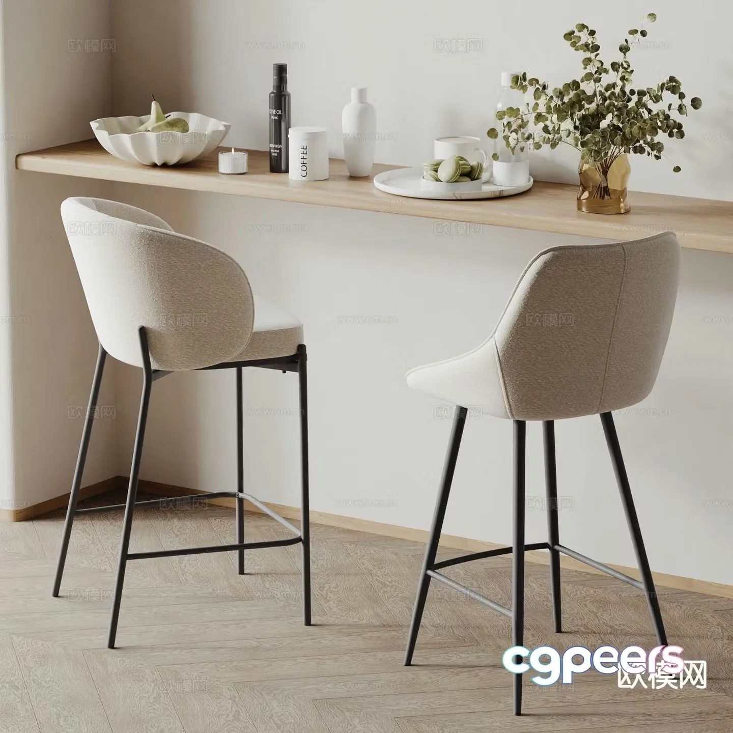 Modern bar bar chair 3d model