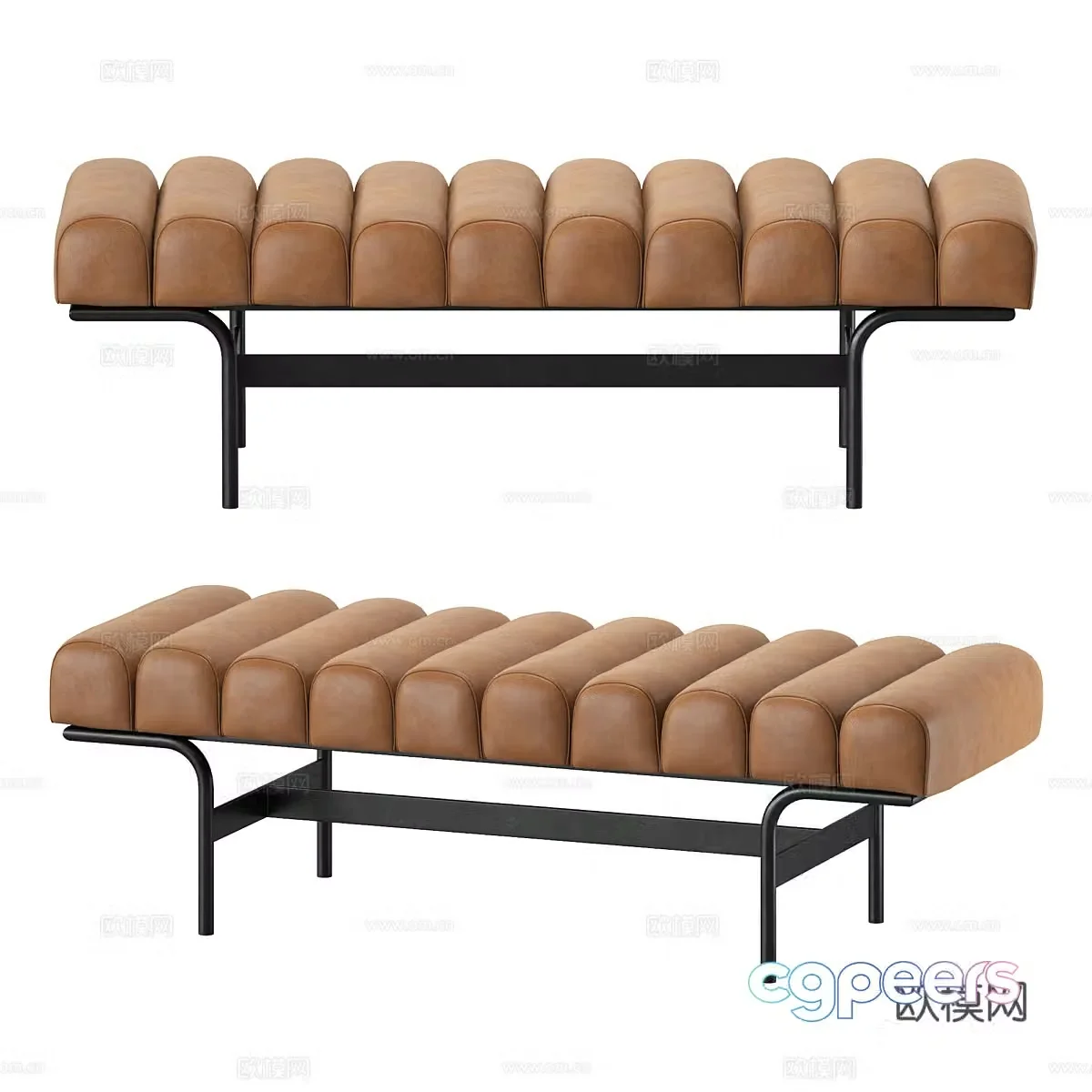 New Chinese style leather footstool 3D model
