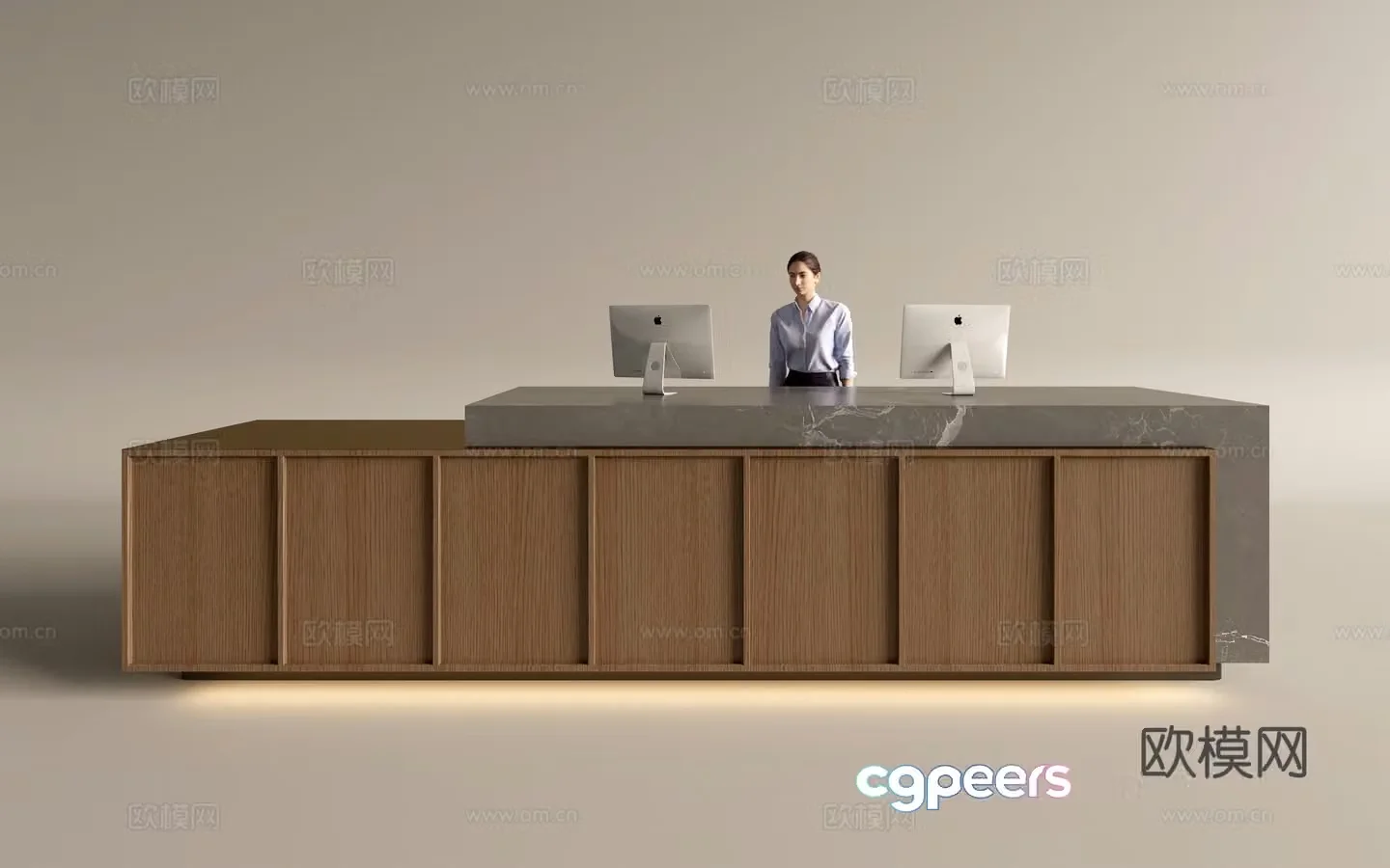 Modern company front desk reception area bar reception desk service desk 3d model