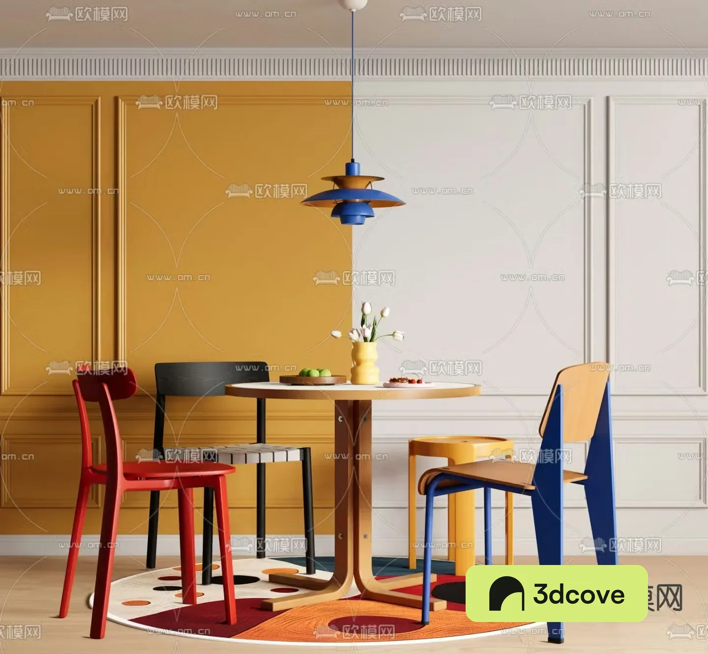 Memphis style dining table and chairs