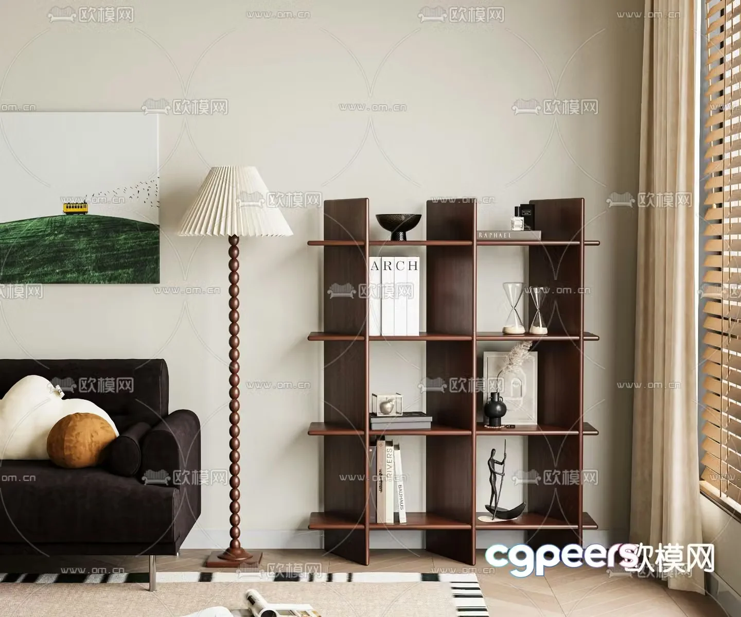 Middle-aged bookshelf shelf 3D model