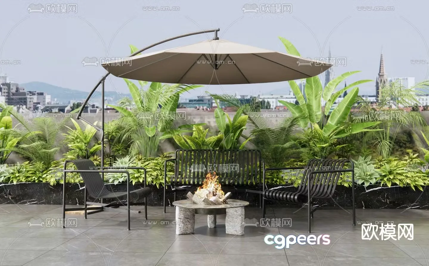 Outdoor sofa modular sofa 3d model