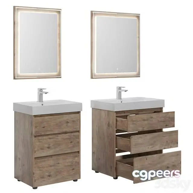 3ds Max Free – Nova Lite 60-75-85 3 drawers (rustic oak)