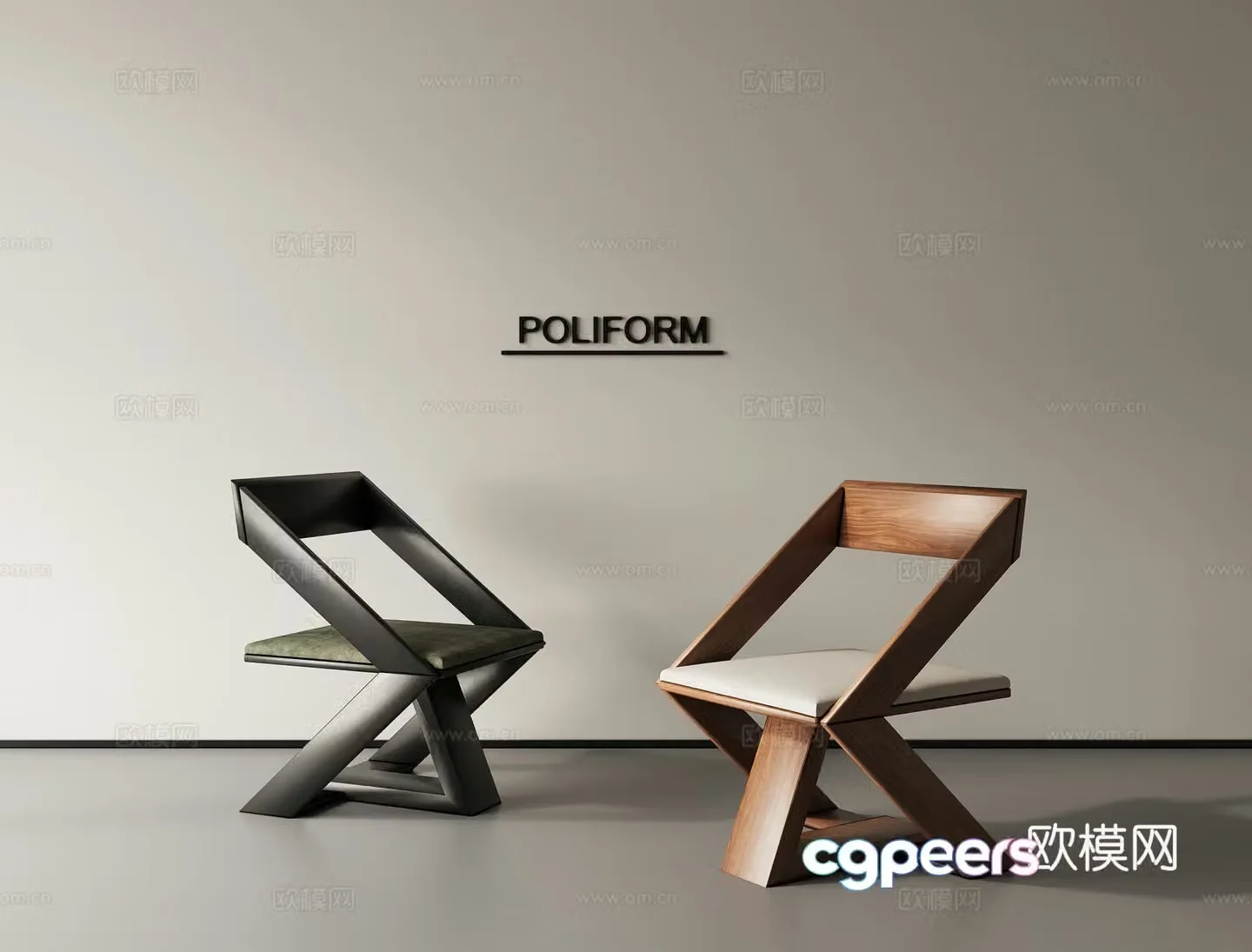 Medium-old dining chair single chair 3d model