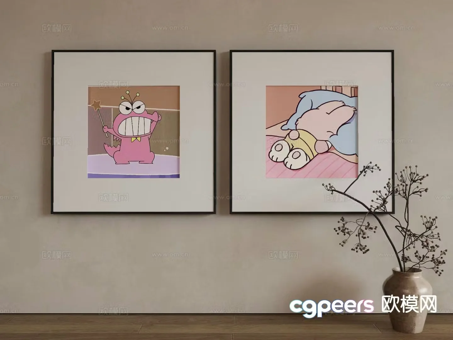 Modern art painting decorative painting 3d model
