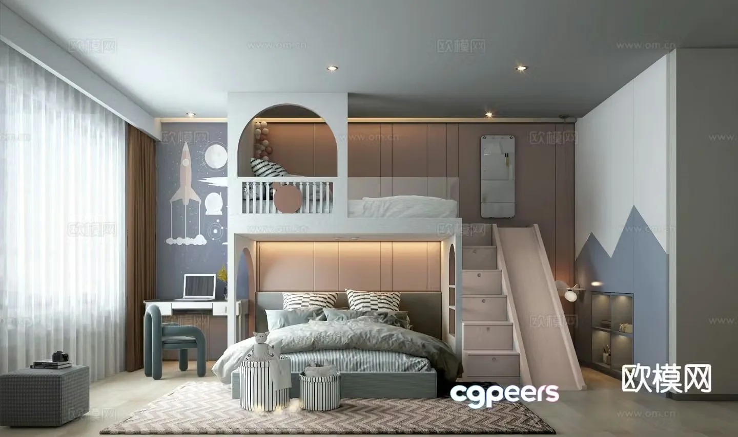 Modern children’s room children’s room 3d model