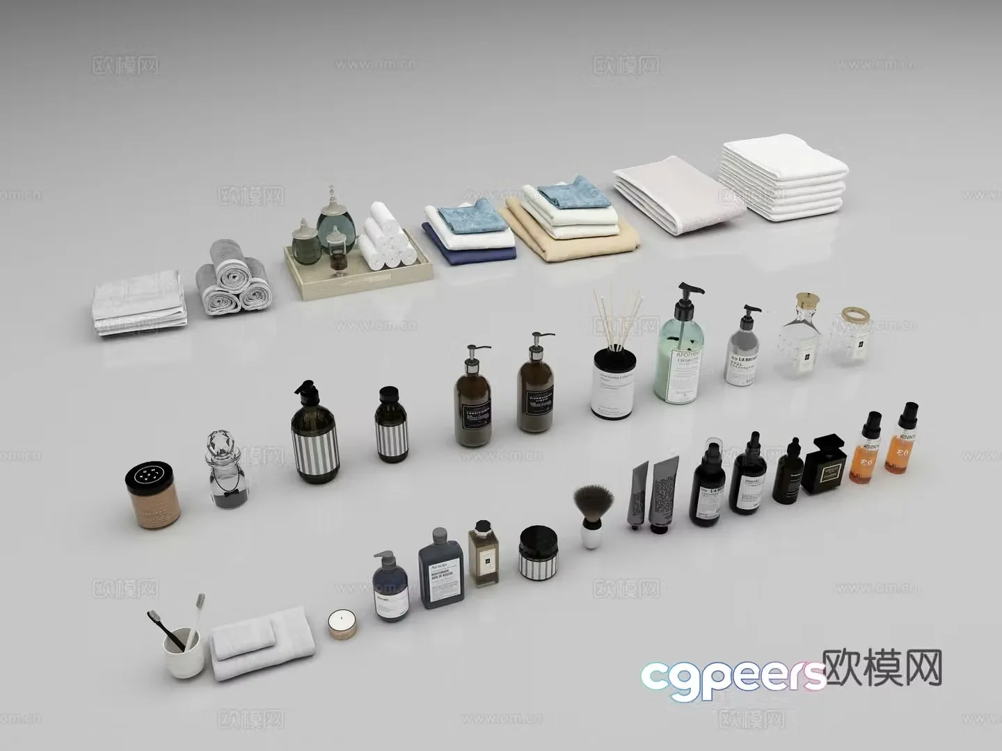 Toiletries Toiletries Towels Shampoo Cosmetics Toothbrush Care Products 3D Model
