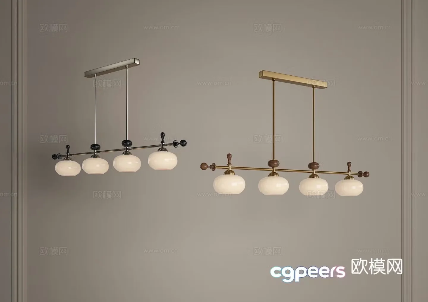 Restaurant Chandeliers Long Strip Chandeliers Middle Chandeliers One-line Chandeliers French Chandeliers Retro Chandeliers 3D Model