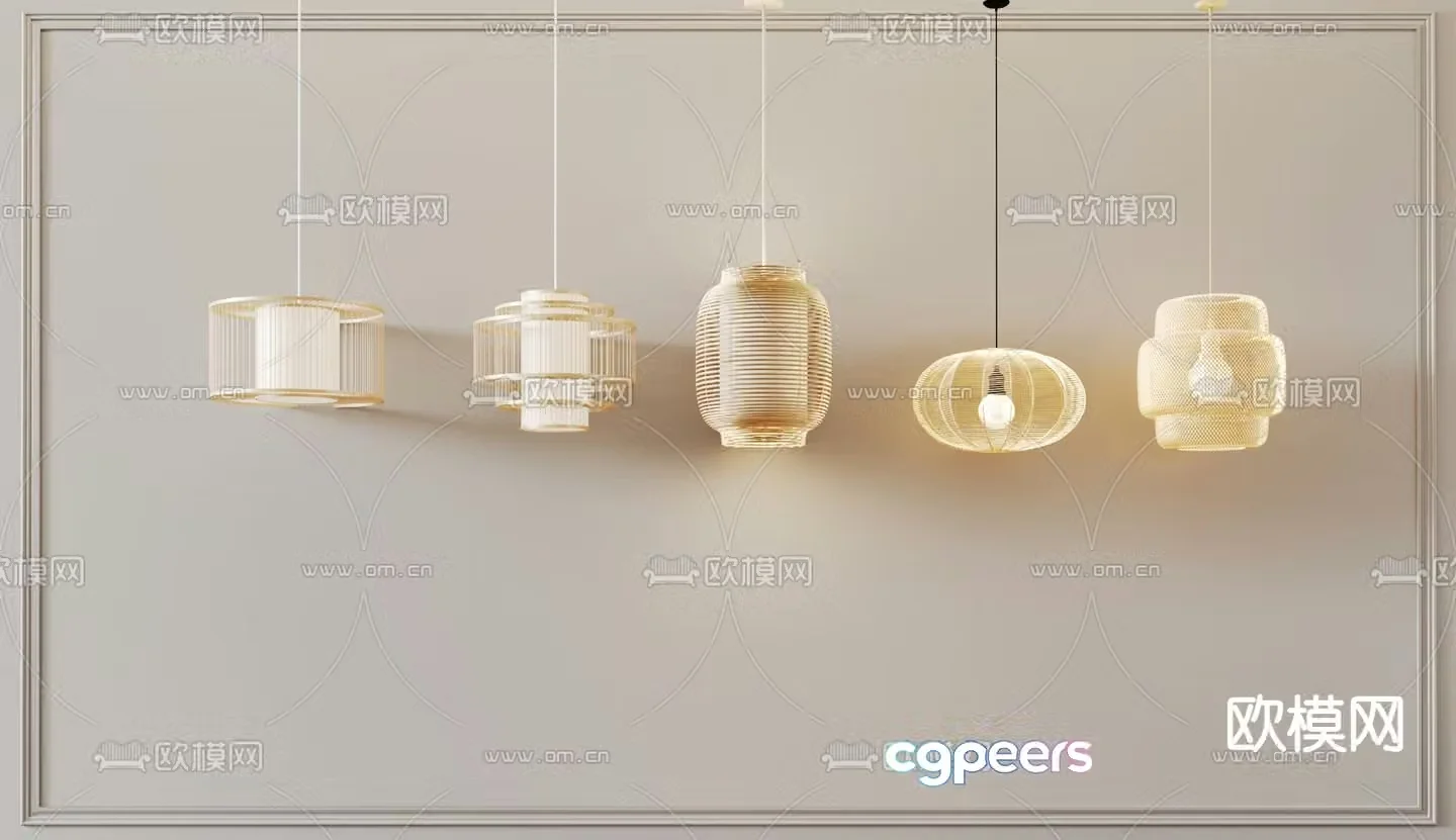 New Chinese style chandelier bamboo chandelier 3d model
