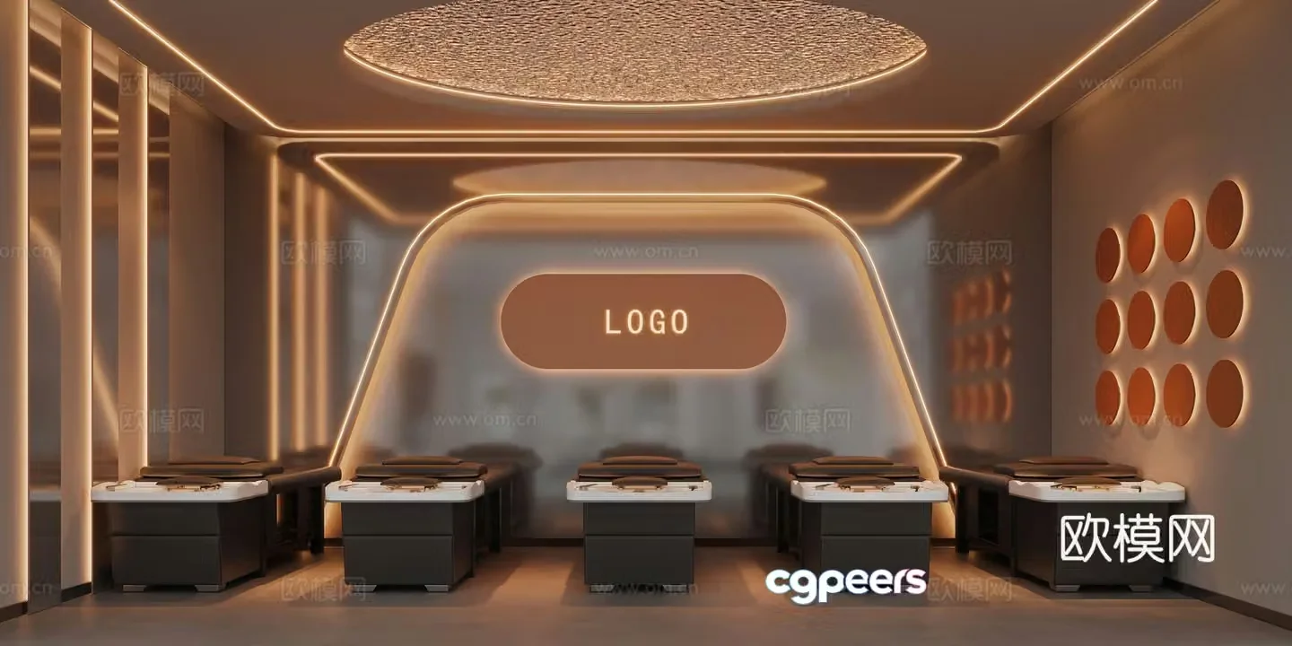 Modern 3D model of hair washing area