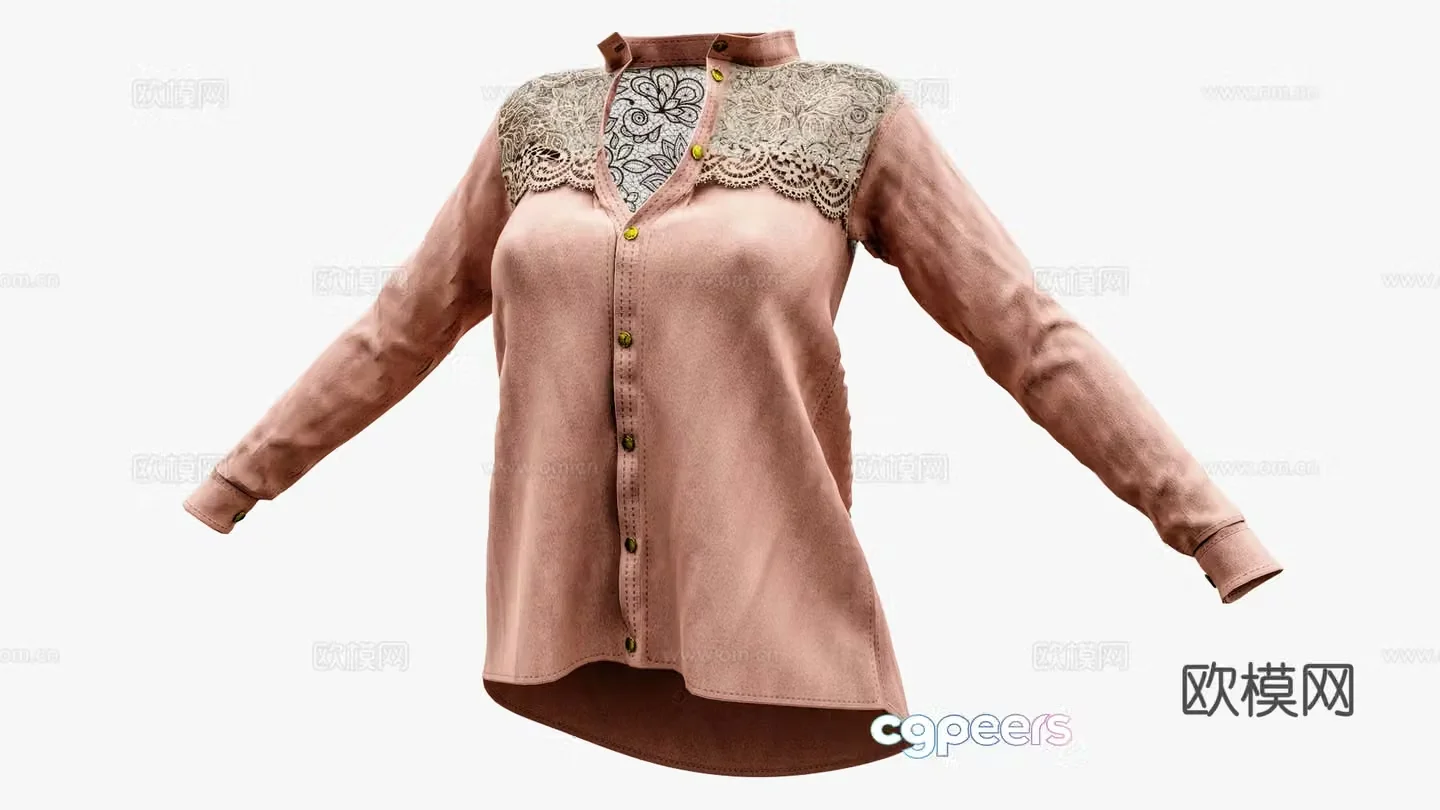 Clothes shirts dresses court lace shirt 3d model