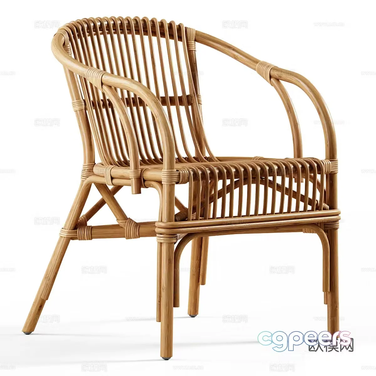 New Chinese bamboo wicker wicker chair 3D model