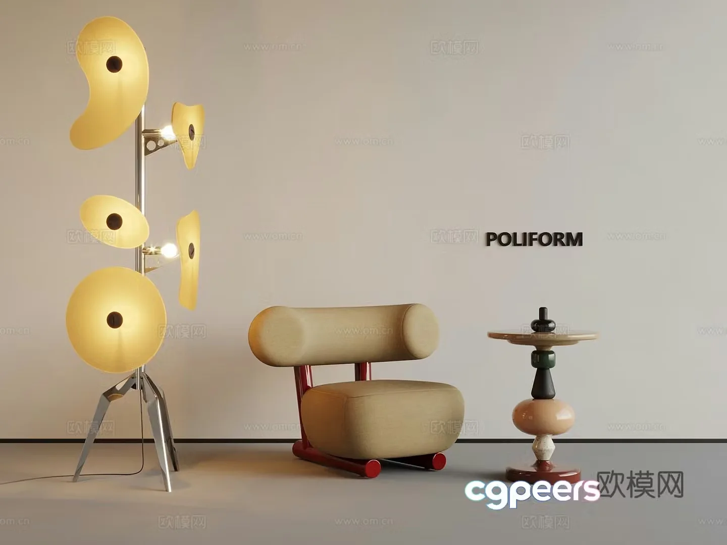 Middle-aged casual sofa floor lamp 3d model