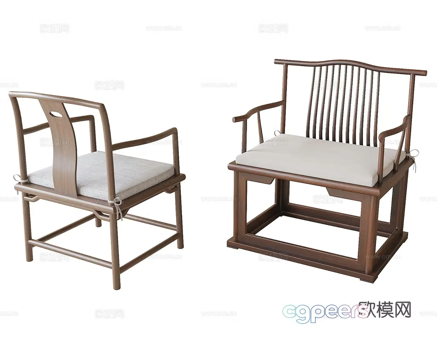 Chinese single chair dining chair tea chair 3d model