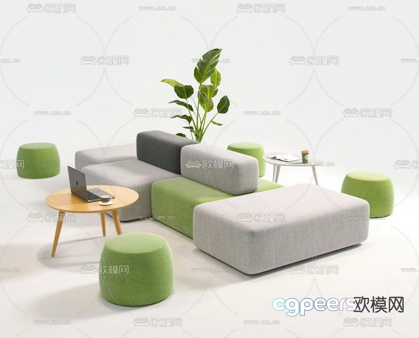 Office sofa public sofa booth sofa 3D model
