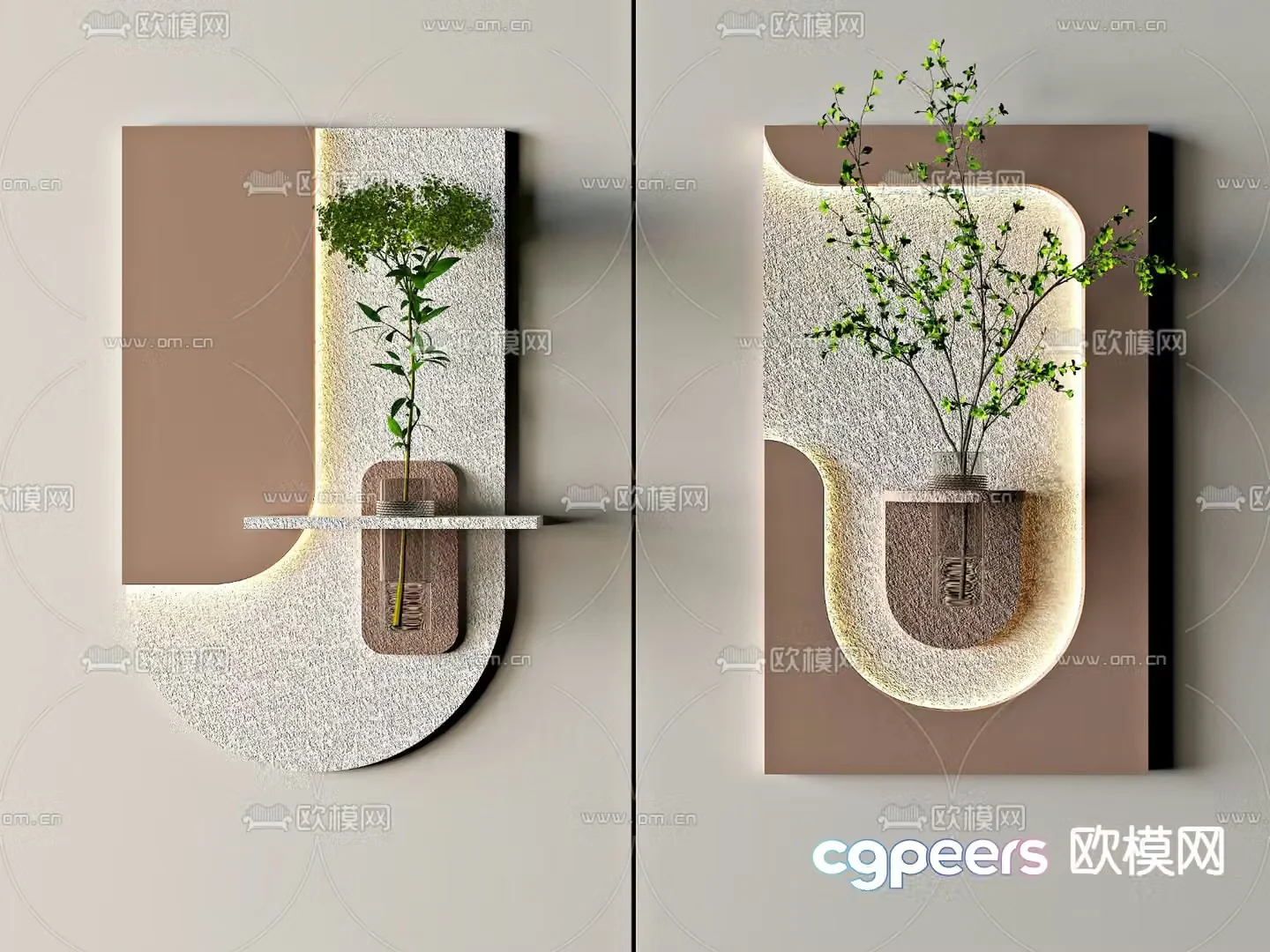 Three-dimensional wall decoration green plant hanging decoration 3D model