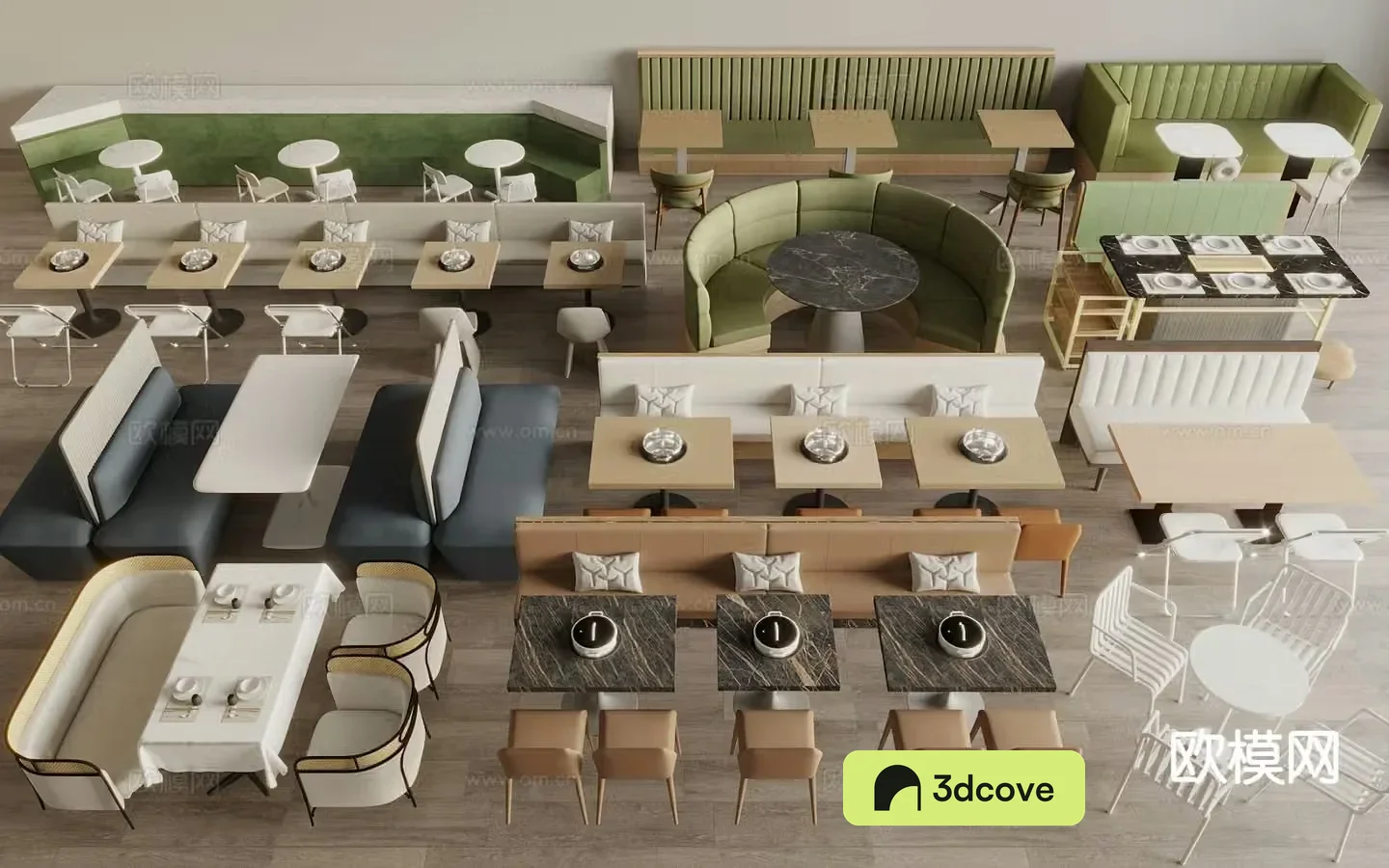 Modern booth dining table and chairs