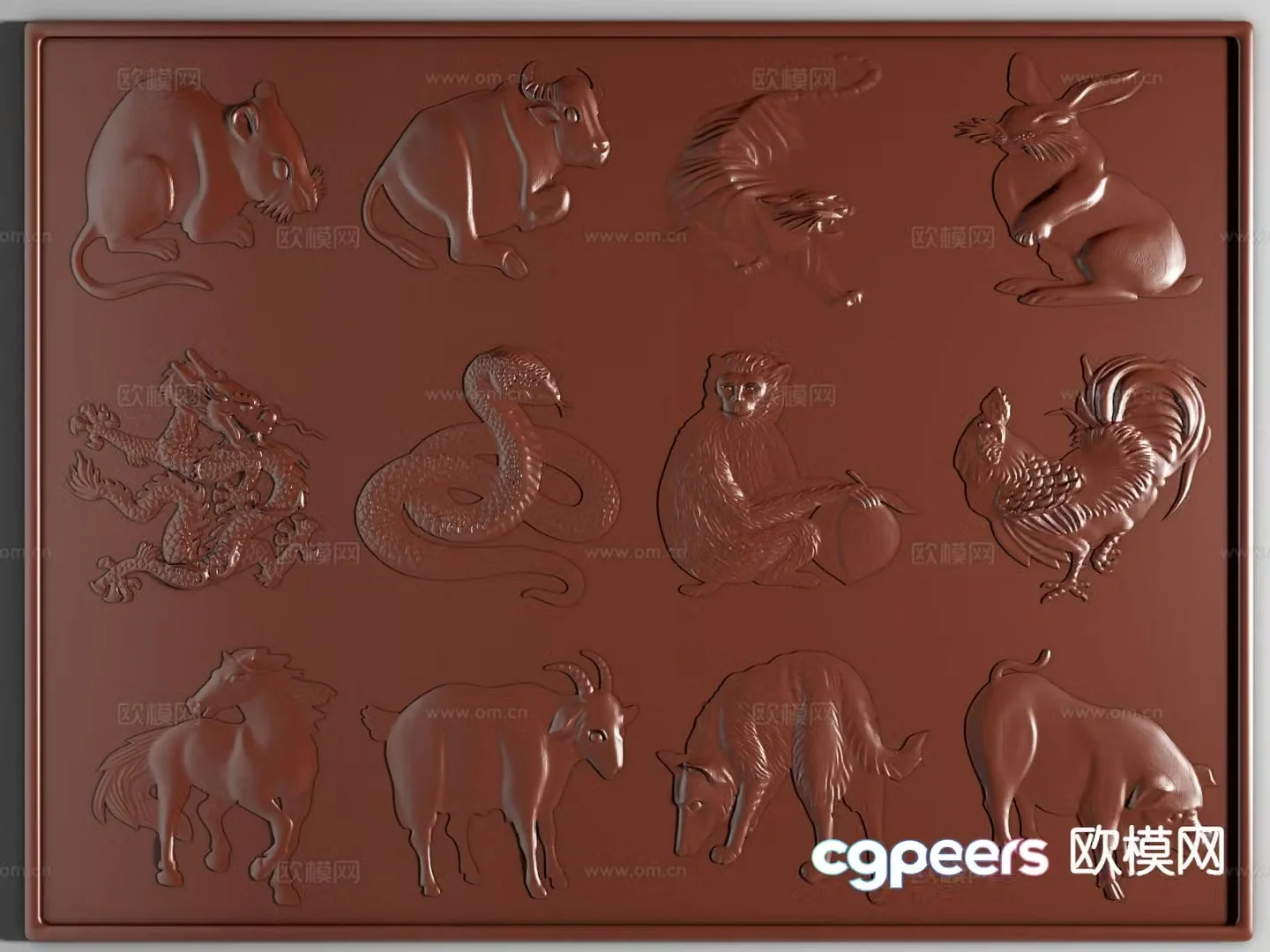 Twelve zodiac relief relief painting 3d model