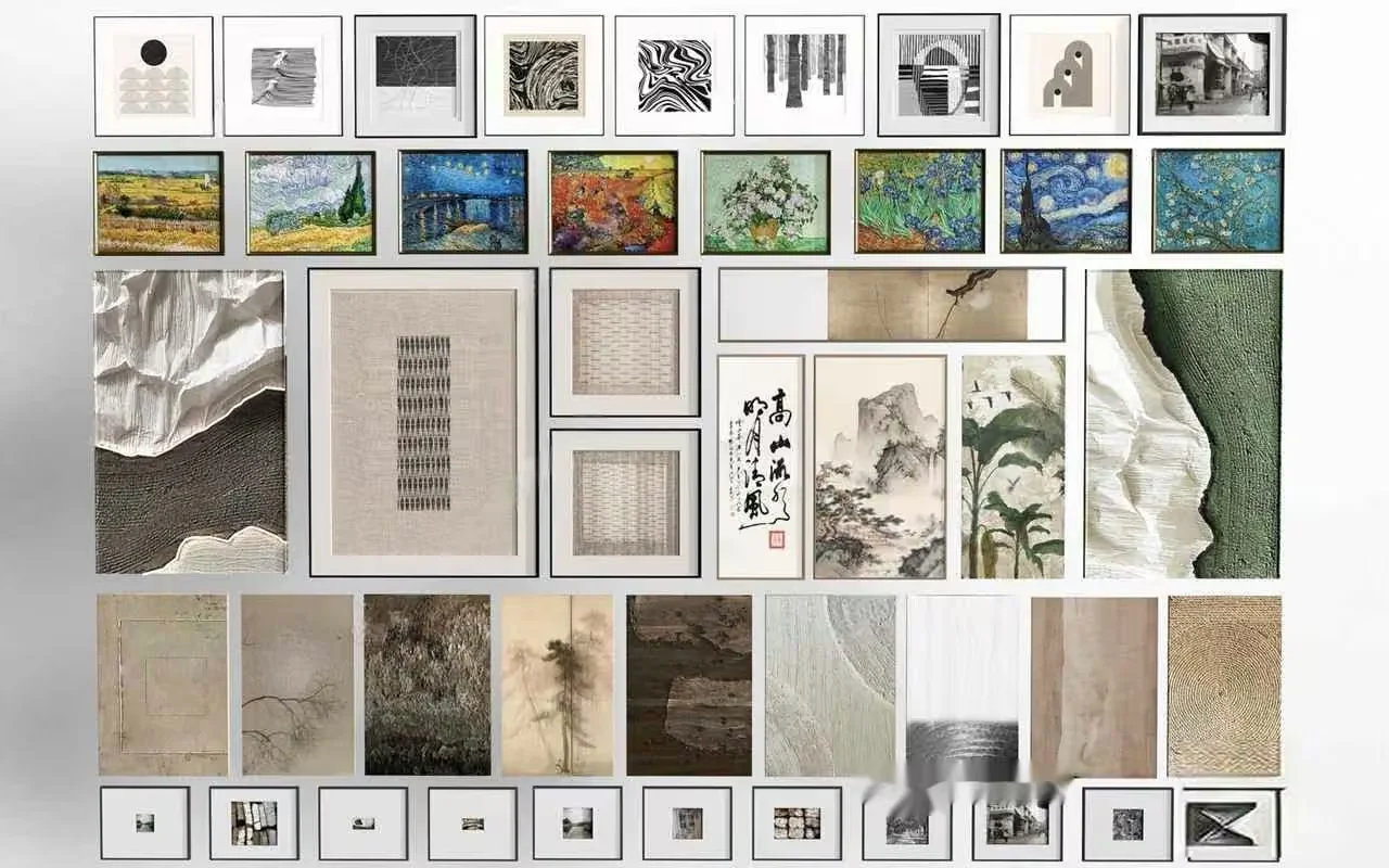 A Collection Of Framed Artwork 3D Model – 12738 – VRAY Render