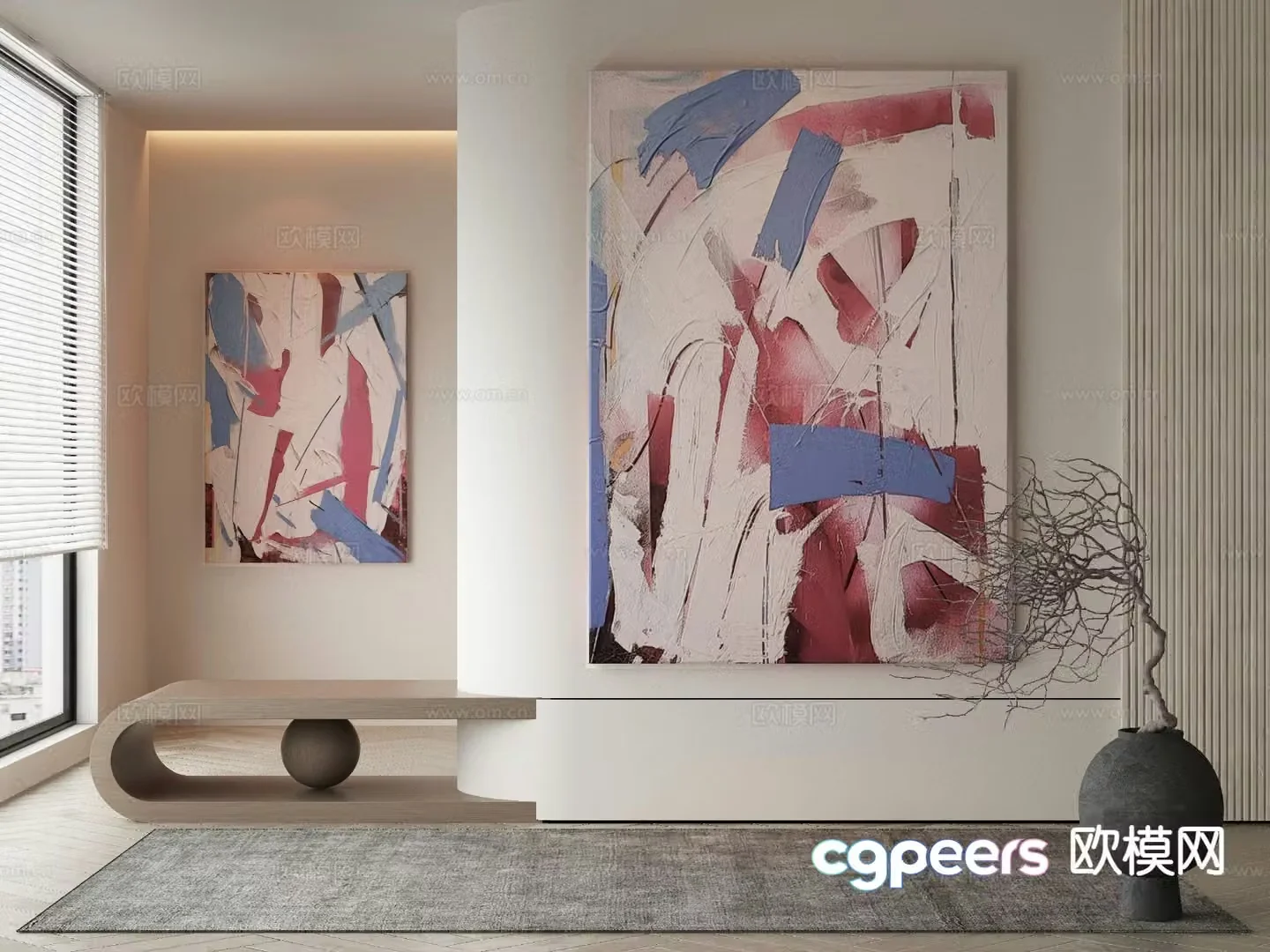 Modern decorative painting abstract oil painting 3d model