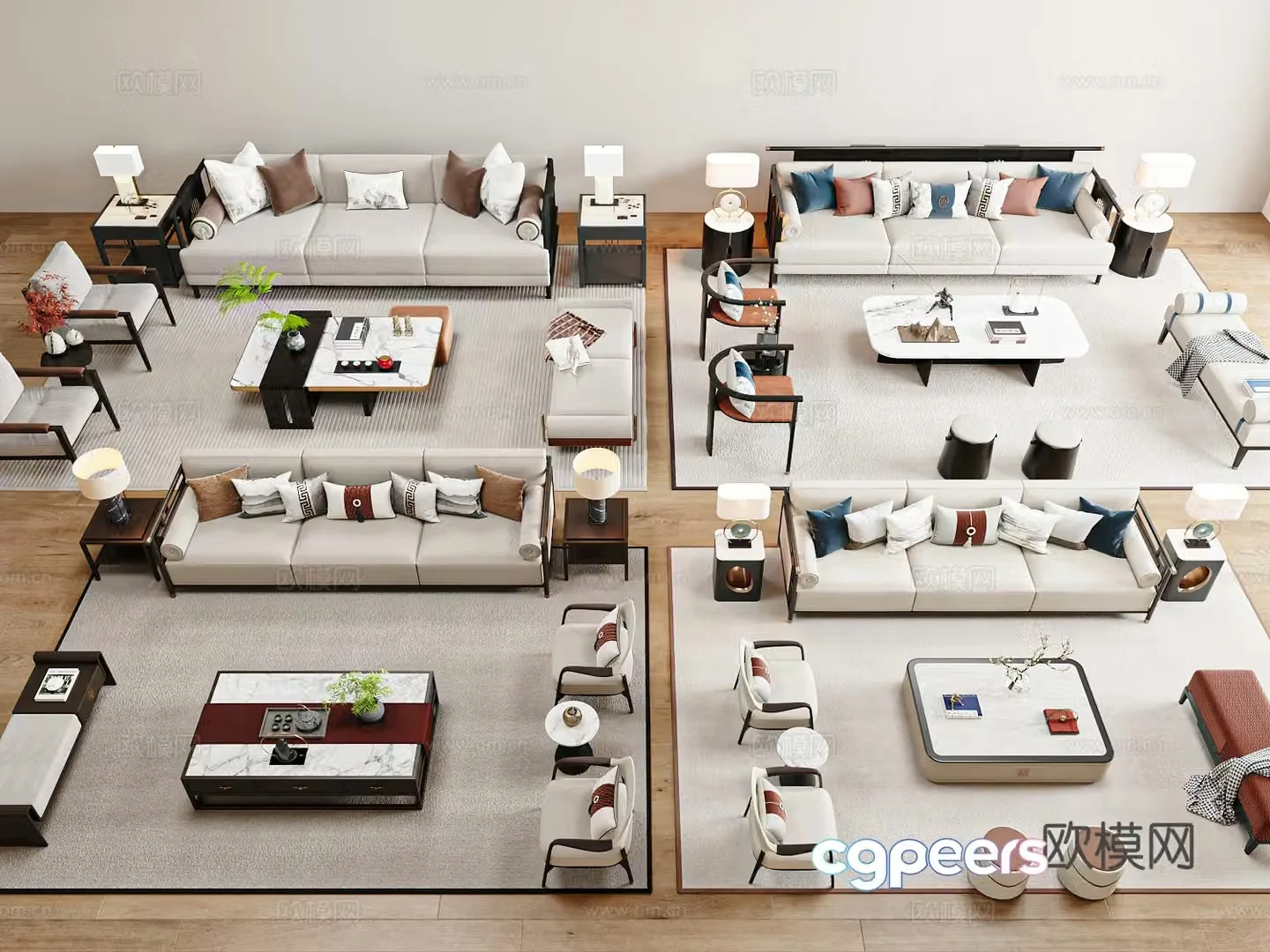 New Chinese sofa coffee table combination 3D model