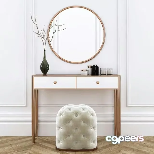 3ds Max Free – Dressing table with pouf vase branches