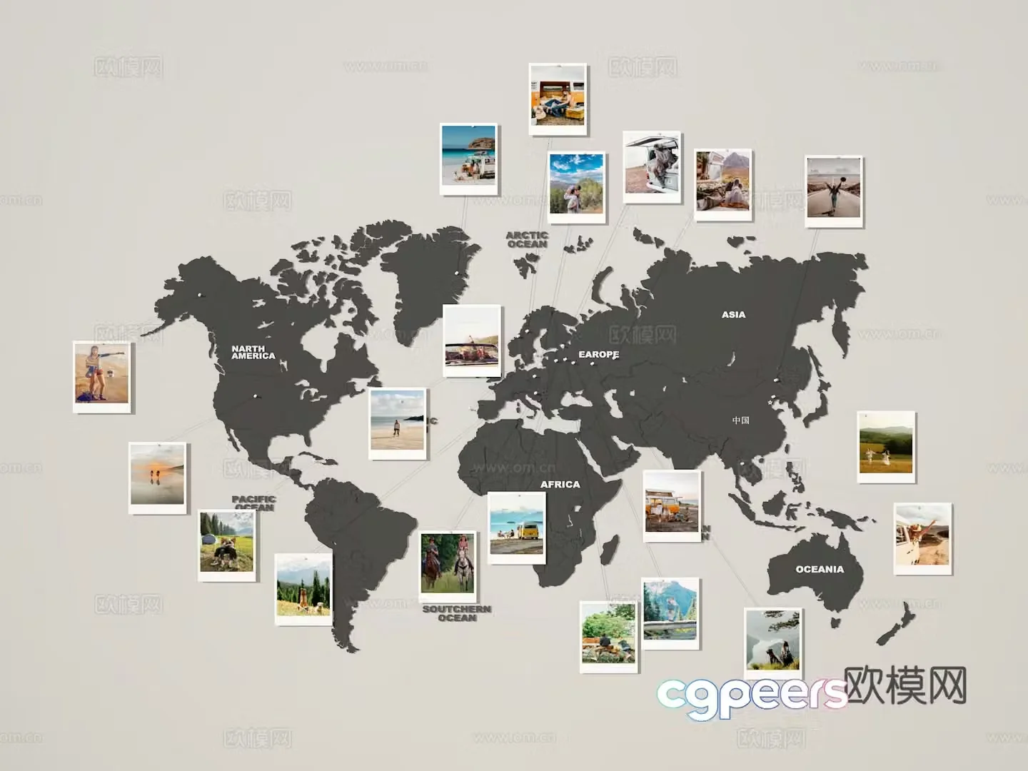 Map Photo Wall 3D Model
